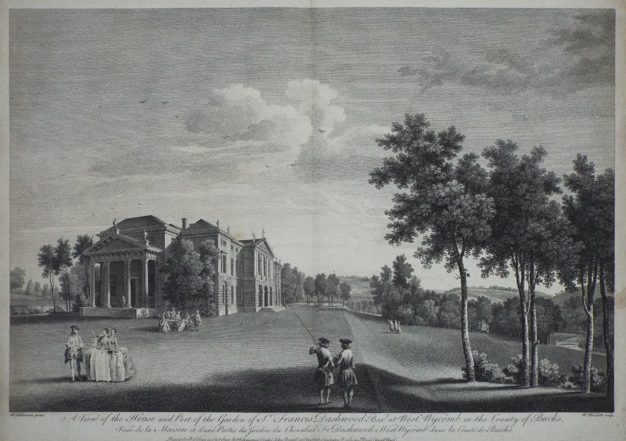 Print - A View of the House and Part of the Garden of Sr. Francis Dashwood Bart., at West Wycomb in the County of Bucks - Woollett